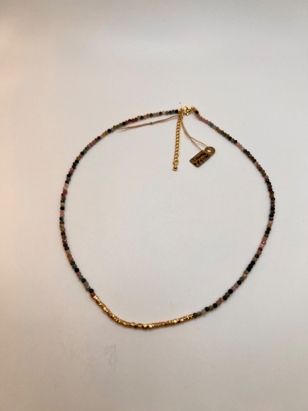 Natural Multicolor Tourmaline & Golden Pyrite Beaded Necklace